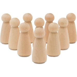 Wood Peg Dolls Unfinished 2 inch, Mom/Angel Shape, Pack of 100, Birch Wooden Peg People for Crafting, Miniature Figures, and Small World Play
