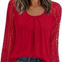 PRETTYGARDEN Womens Long Sleeve Shirts Lace Tops 2026 Spring Fashion Outfits Dressy Casual Blouses Work Clothes, Medium