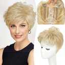 Short Pixie Cut Hair Topper Pieces for Women with Thinning Hair, Soft, Lightweight, and Easy to Apply for a Chic Look, Perfect for Daily Use & Styling (Golden Blonde)
