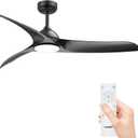 Ceiling Fans with Lights, 56 inch Low Profile Ceiling Fan with Light and Remote Control, Flush Mount, 3CCT, Dimmable, Quiet Reversible Motor, Black Ceiling Fan for Bedroom Indoor/Outdoor Use