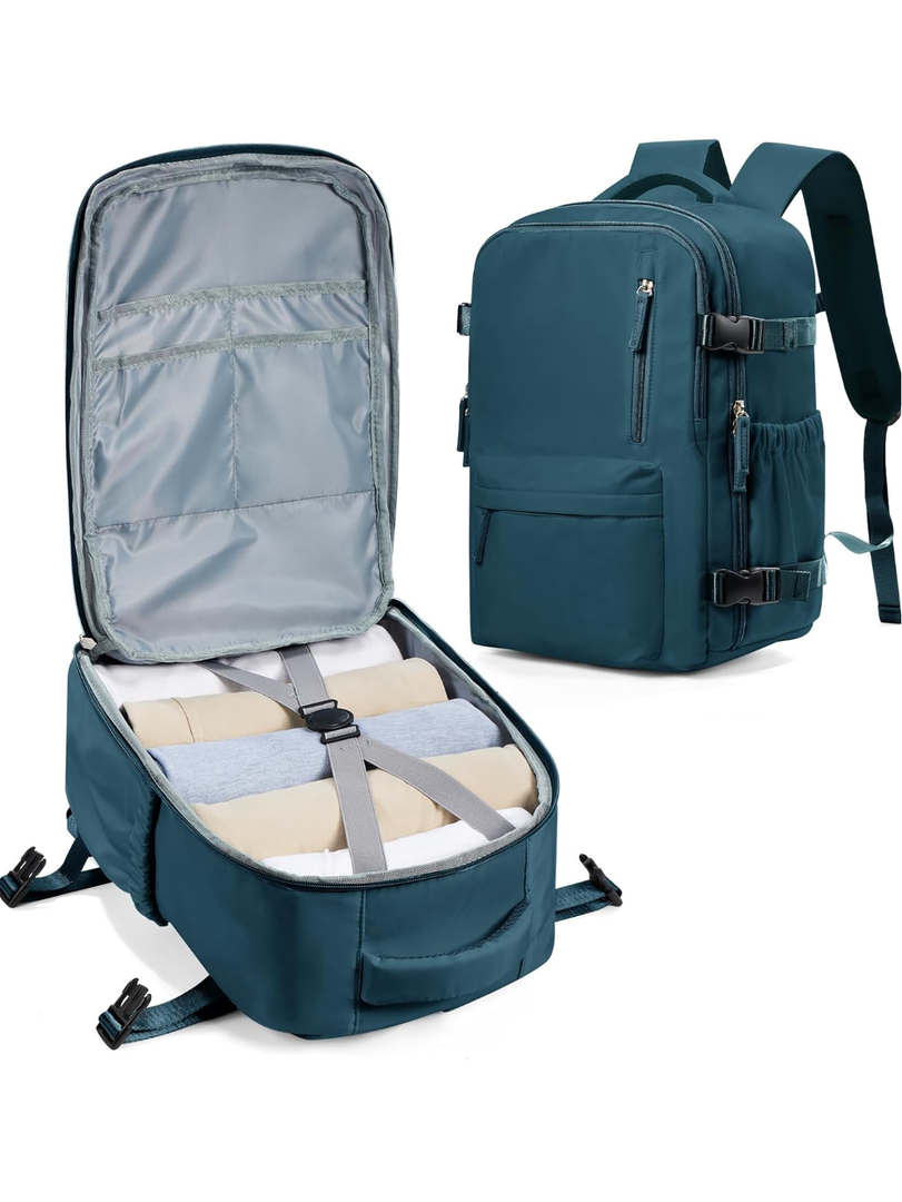 winspansy Carry on Travel Backpack for Women Men Lightweight Business Gym Laptop Work Backpack Airport Frontier Airlines Personal Item Bag Flight Approved Mochilas de Viaje Peacock Blue