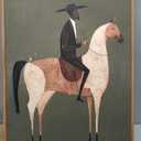 InSimSea Vintage Framed Wall Art, Abstract Horse Western Decor, 24x16in
