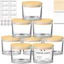 12oz Candle Jars for Making Candles, 8 Pack Large Clear Glass Empty Candle Jars with Bamboo Lids and Wick Kit, Multiple Wicks Wide Mouth Candle Container Bulk, Ideal for Candle Business