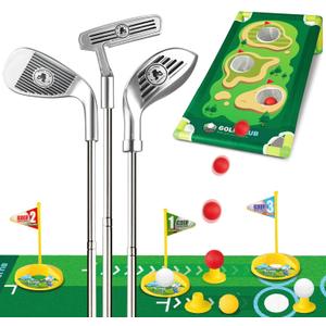 Liberry Kids Golf Set Aged 3 4 5 6 for Boys Girls, Retractable Toddler Golf Clubs Set with Putting Mat & Cornhole Board, Outdoor Indoor Sports Toy Birthday Gifts