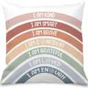 Boho Rainbow Pillow Covers 18x18 - Rainbow Classroom Throw Pillow Covers, Mentel Health Pillowcase, Playroom Book Center Calming Corner Decor Pillow Case (I an Kind)