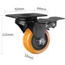 Finnhomy 3 Inch Caster Wheels Set of 4 with Brake Heavy Duty Plate Swivel Casters Premium Polyurethane Wheels Bearing 2,200 Lbs Lockable Anti-wear Smooth Casters for Workbench Orange (Free Screws)