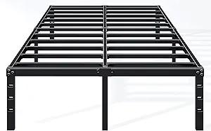 18 Inch Full Bed Frame - Sturdy Metal Platform Full Size, No Box Spring Needed, Heavy Duty, Easy Assembly, Strong Bearing Capacity, Under Bed Storage, Black