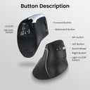 Wireless Ergonomic Vertical Mouse, Rechargeable Tri-Mode (Dual Bluetooth + 2.4G USB) Optical Mouse with Adjustable RGB Lighting, Multi-Device Control for Laptop, PC, Mac, iPad, Desktop (Dark Black)