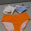 Blooming Jelly Womens High Waisted Bikini Sets Tie Knot Tummy Control Swimsuits Two Piece Bathing Suit Textured Swimwear (Medium, Color Block C5)