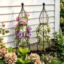 2-Pack Garden Obelisk Trellis, 26.4" Tall Metal Plant Support for Climbing Roses, Clematis & Climbing Vines, Tool-Free Snap Assembly, Decorative Accent for Patio Planters & Balcony Gardens