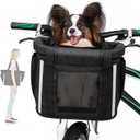 ANZOME Bike Basket, Folding Small Pet Cat Dog Carrier Front Removable Bicycle Handlebar Basket Quick Release Easy Install Detachable Cycling Bag Mountain Picnic Shopping