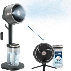 Shark FlexBreeze Pro Mist Fan  Indoor & Outdoor, Integrated Misting, Pedestal to Tabletop, Corded or Cordless, Up to 24-Hr Battery, Oscillating, Charcoal Grey, FA302 (2025 Release)