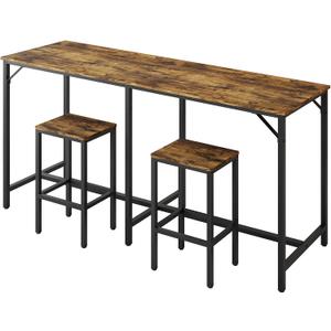 YATINEY 70.9" Bar Table and Chairs Set, Dining Table and Chair Sets, 3 Piece Counter Height Table and 2 Stools, Kithcen Table for Home Restaurant, Bar, Rustic Brown BT09BR