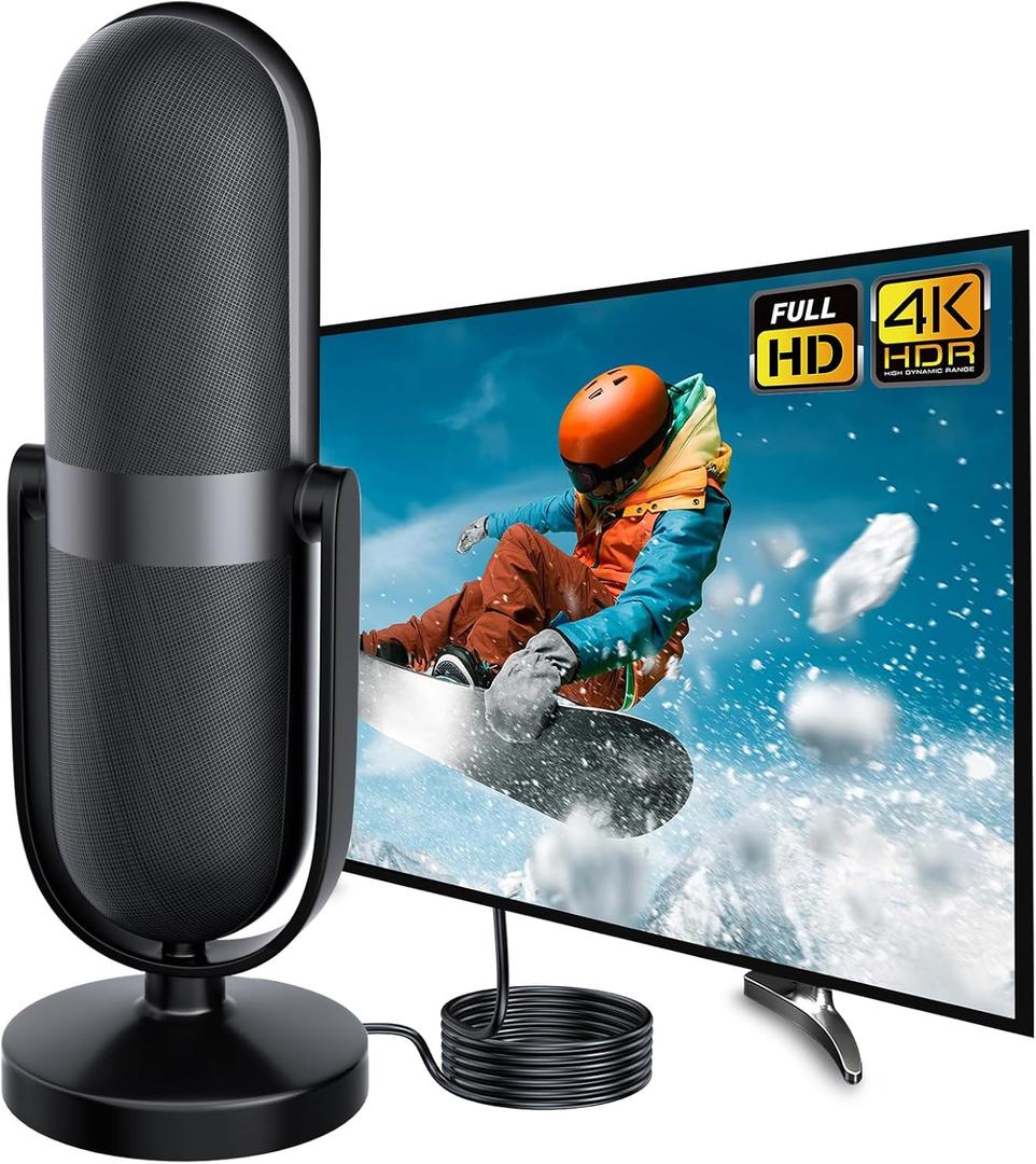 TV Antenna for Smart TV Indoor - 2024 Newest 4K Digital Portable HD Antenna with Signal Booster - Long 720+ Miles Range, Supports All Local Channels - 33ft