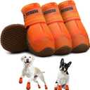 Hcpet Dog Shoes for Large Dogs, Breathable Dog Booties for Small Medium Dogs, Anti-Slip Dog Boots & Paw Protectors for Hot Pavement Winter Snow Hiking with Reflective Straps Orange Size 1 (#1 (Width 1.37 inch) for 10-23 lbs)