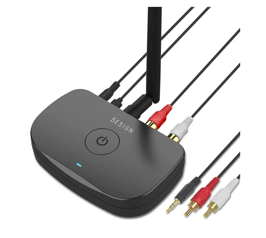 Besign BE-RCA Long Range Bluetooth Music Receiver, Wireless Audio Adapter for Wired Speakers or Home Music Streaming Stereo System, Black