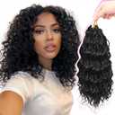 Gowit Pre Looped Deep Wave Crochet Hair 12 Inch 7 Packs Short Curly Black Pre Twisted Ocean Wave Deep Twist Crochet Braids Synthetic Braiding Hair for Black Women