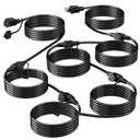 Eversimpleinc Black Outdoor Extension Cord with Multiple Outlets, (50FT 6 Outlets) Evenly Spaced with Weatherproof Cover, Ideal for Christmas Decoration Patio, 16AWG/3C SJTW, ETL Listed