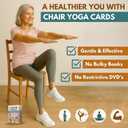 Chair Yoga for Seniors Over 60 70 Exercise Cards with Videos & Workout Plan Includes 5-Week Challenge, Ebook, Chart & 2 Rings for Easy Organization Weight Loss Guide for Women & Men