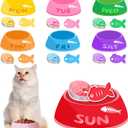 Magnetic Cat Feeding Reminder Tracker Weekly Meal Planner for Cats with Colorful Bowls, Fish Meat & Fish Icons Reusable Fridge Magnet Chart for Pet Feeding Schedule, Cat Food Organizer Sign (EXP 08/07/26)