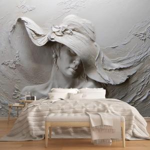 Art Wallpaper 3D Illusion Woman Face Relief Mural Wallpaper for Bedroom Living Room TV Background (Not Peel n' Stick) (161" x 108", mural-08)