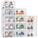 Shoe Storage, 12 Pack Shoe Organizer for Closet, Shoe Boxes Clear Plastic Stackable Shoe Containers with Lids for Size 10