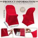 Newwiee 100 Pcs Spandex Chair Covers Bulk - Stretch Folding Flat Front Fitted Universal Chair Protector Pack Removable Washable for Wedding Party Dining Banquet Event (Red)