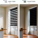 AOSKY Cordless Zebra Blinds for Windows Pull Down Roller Window Shades Dual Layer Light Filtering Privacy for Day and Night, Free-Stop Door Shades for Home Easy to Install (21" W X 72" H, Black)