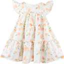 Toddler Girls Ruffle Dress Sleeveless Flower Girls Swiss Dot Flowy Pleated Party Dress Size 120