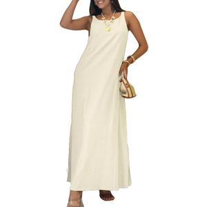 YouSexy Women's Spaghetti Strap Maxi Dress Sleeveless Flowy Boho Beach Vacation Casual Long Dresses with Pockets (S)
