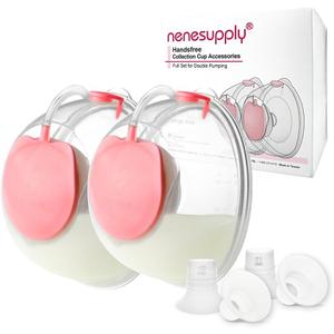 Nenesupply Handsfree Wearable Breastmilk Collection Cara Cups Caracups Compatible with Spectra S1 S2 9 Plus Lansinoh Breast Pumps 24mm Silicone Flanges Replacement Spectra Pump Parts 19 21mm Inserts (Whole Kit 24mm)
