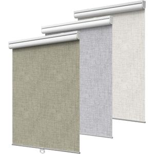 GENIMO 100% Blackout Roller Window Shades, Window Blinds Cordless with Thermal Insulated, UV Protection Fabric, Mini French Door Blinds for Home, Office, Bedroom, Easy to Install, Brown, 40" W X 72" H