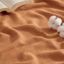 Bedsure 100% Cotton Blanket Queen Size for Bed - Breathable and Lightweight, Soft Cozy Textured Herringbone Woven Blanket for Summer Spring, Burnt Orange, 90x90 inches