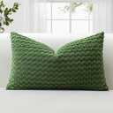 OTOSTAR Corduroy Soft Decorative Throw Pillow Covers 16x24 Inch Lumbar Pillow Covers with 3D Bubble Texture Cushion Case for Couch Sofa Bedroom Boho Pillowcase for Home Decor (Moss Green)