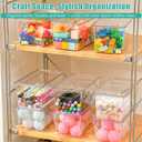 6 Pack Small Clear Storage Bins with Lids, Acrylic Arts and Craft Storage Containers, Stackable Clear Plastic Craft Storage Bins with Handles for Pantry Organizers and Storage, Kitchen, Fridge, Office