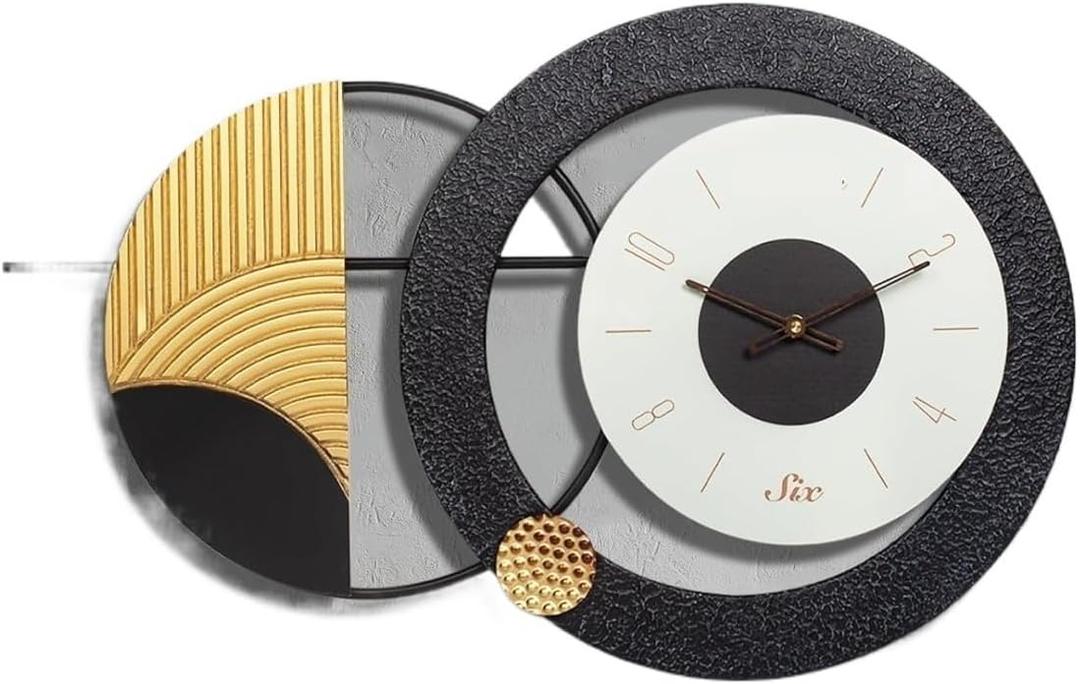 A Practical Vintage Wall Clock, an Artificial Clock, Suitable for Living Room Home Decoration Suitable for Kitchen, Living Room or Office(Black Gold Rhythm)