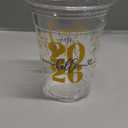 Layhit 50 Pcs Happy 2026 New Year Plastic Cups 12 oz Clear Plastic New Year Holiday Cups Festive Drinking Disposable Eve Party Supplies