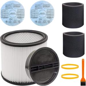 Replacement Filter 90304, 90107 Dry Vac Filter & 90585 Foam Sleeve Filter Set for Shop Vac 90304 90333 90350 9030400, Compatible with Most 5 Gallon Up Wet/Dry Vacuum Cleaner, 9PCS