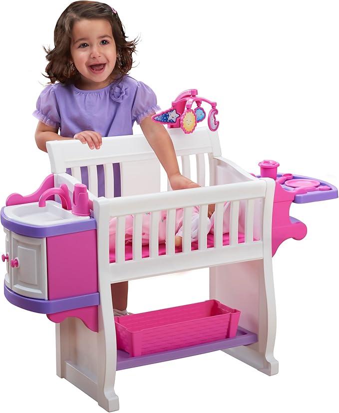 American Plastic Toys Kids’ My Very Own Nursery Baby Doll Playset, Doll Furniture, Crib, Feeding Station, Learn to Nurture and Care, Durable and BPA-Free Plastic, for Children Ages 2+