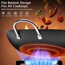 WANGYUANJI Carbon Steel Wok 14.2", Large Nitriding Flat Bottom Stir Fry Pan with Lid, No Chemical Coating Rust Resistant Iron Skillet for Induction Electric Gas Stoves, Big Capacity Serves 6+