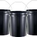 United Solutions 5 Gallon Bucket Heavy Duty Plastic Bucket Comfortable Handle Easy to Clean Perfect for on The Job Home Improvement or Household Cleaning; Black , 3 Count