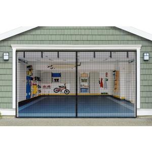Magnetic Garage Door Screen for 2 Car 16x7 FT, innhom Garage Screen Doors for 2 Car Garage, Double Door Screen Magnetic Closure Mesh Screen Door with 36 Magnets, Fits Door up to 194" x 84" Black