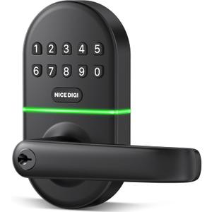 Keypad Door Lock with Handle: Keyless Entry Smart Lock for Front Door, NICE DIGI Electronic Digital Door Lock, Easy Installation