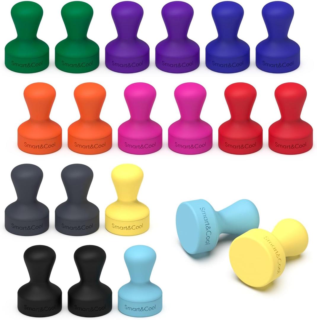 SMART&COOL Silicone Anti Scratch Push Pin Refrigerator Magnets, Thumbtack Magnets for Fridge, Dry Erase Board, Whiteboard, Office, Classroom, School (20 Pack, Multi)