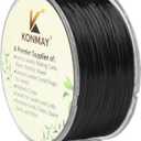KONMAY 0.8mm Black Spandex Elastic String with Dispenser, Soft Stretch Beading Cord, 90 Yards for Bracelets, Necklaces & Jewelry Making