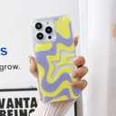 Ginkgonut Compatible with iPhone 14 Pro Max Case, Fashion Simple Cute Wavy Pattern for Women Girls Soft TPU+Hard PC Protection Case for iPhone 14 Pro Max-Yellow