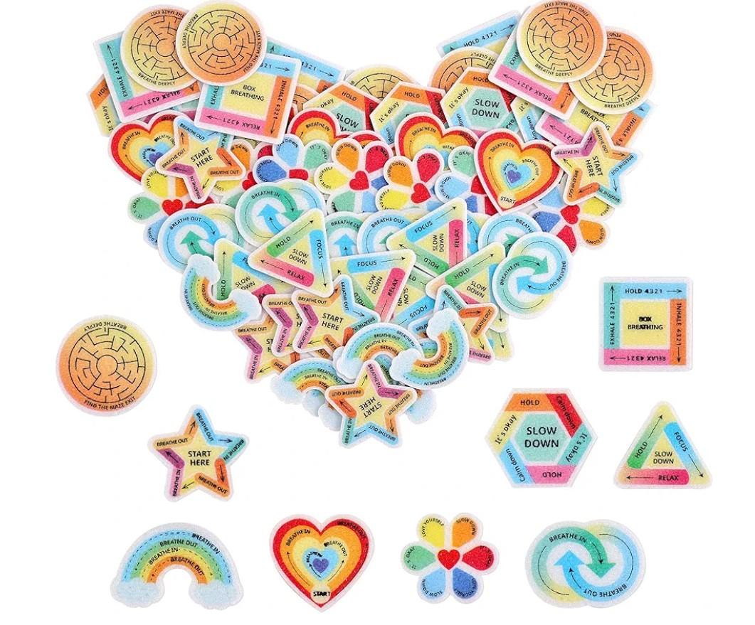 72Pcs Calm Stickers for Anxiety Sensory Textured Sensory Stickers Anti Stress Anxiety Relief Items Boho Calm Sticker Bulk Waterproof Fidget Adults Classroom Teacher Supplies