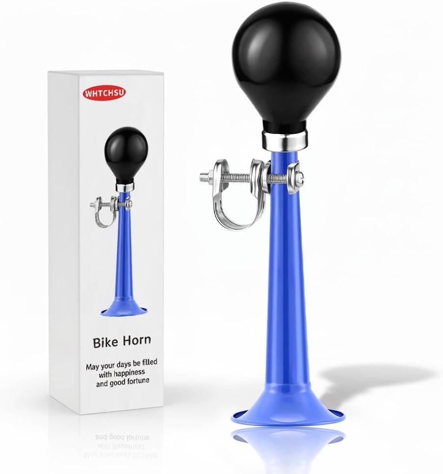 Bike Horn for Adults Classic Horn Metal Squeeze Clown Horn, Fits All Bicycle Handle Bar, Loud Sounds (Blue)