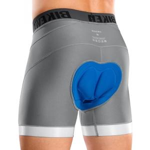 Bikewa Men's Cycling Underwear with Anti-Slip Leg Grips 4D Padded Bike Shorts MTB Liner for Bicycle Biking Riding (Medium, Light Grey)