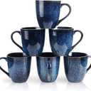 vicrays Coffee Mug Set, 12 Ounce, Set of 6, Ceramic Mug for Men, Women, Unique Glazed Mugs with Handle for Coffee, Tea, Milk, Cocoa, Cereal (Blue)